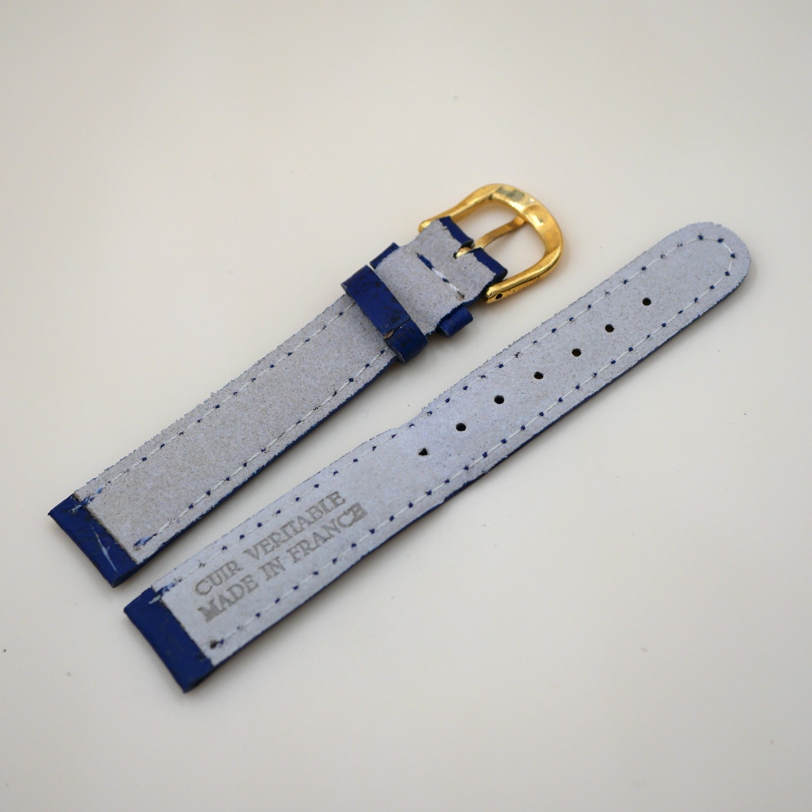 Bracelet en Veau Véritable 16 mm Bleu nuit - Fabriqué en France - XS – Image 2