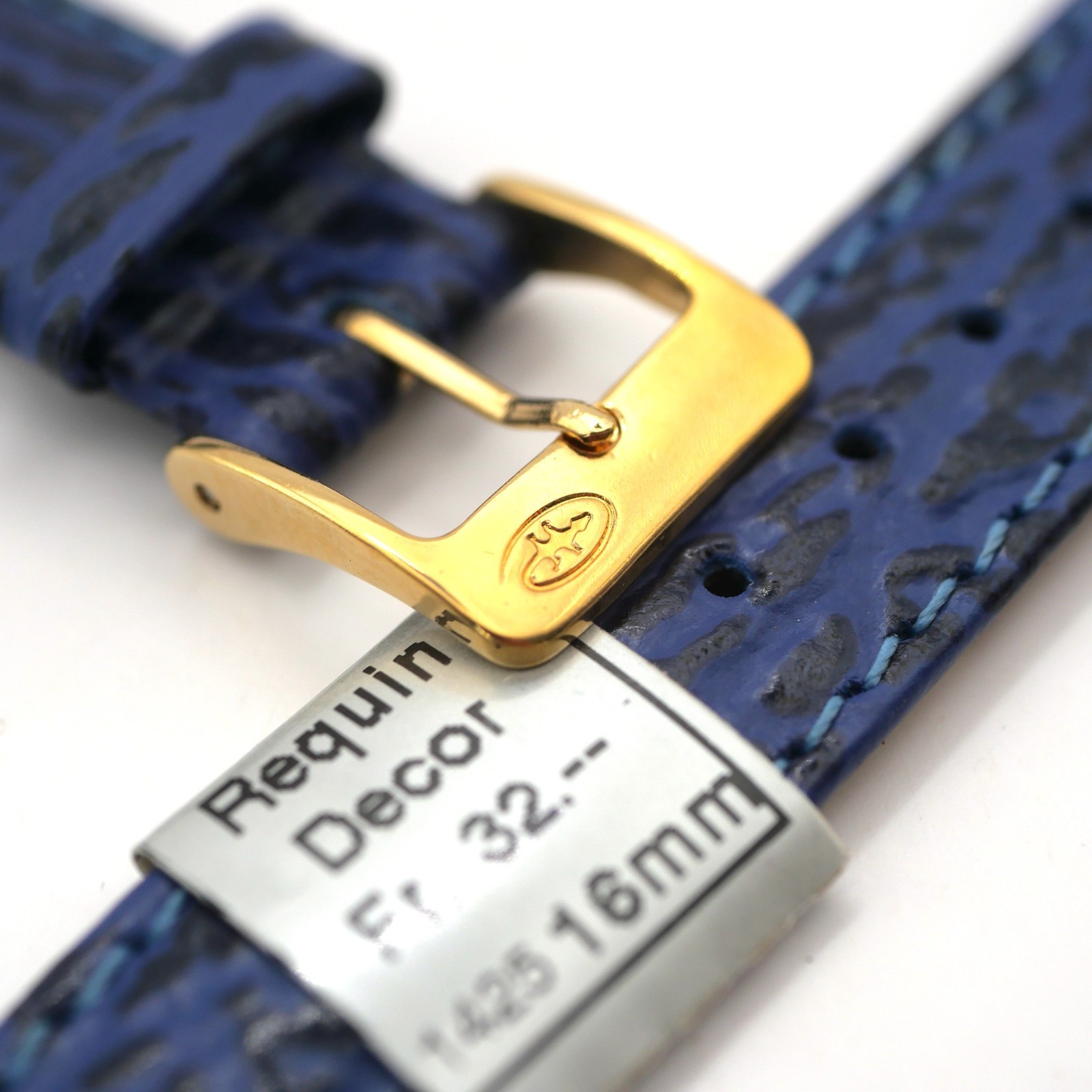 Bracelet de montre en cuir véritable façon requin - 16 mm bleu - Colly – Image 3