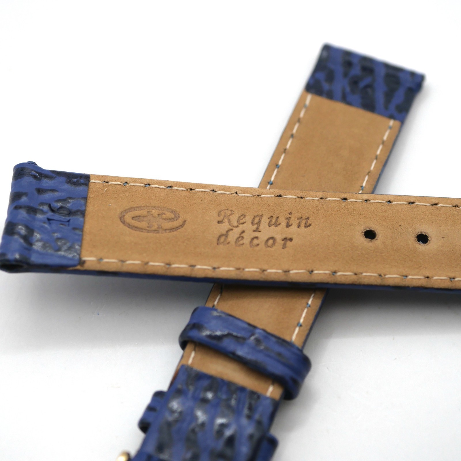 Bracelet de montre en cuir véritable façon requin - 16 mm bleu - Colly – Image 4