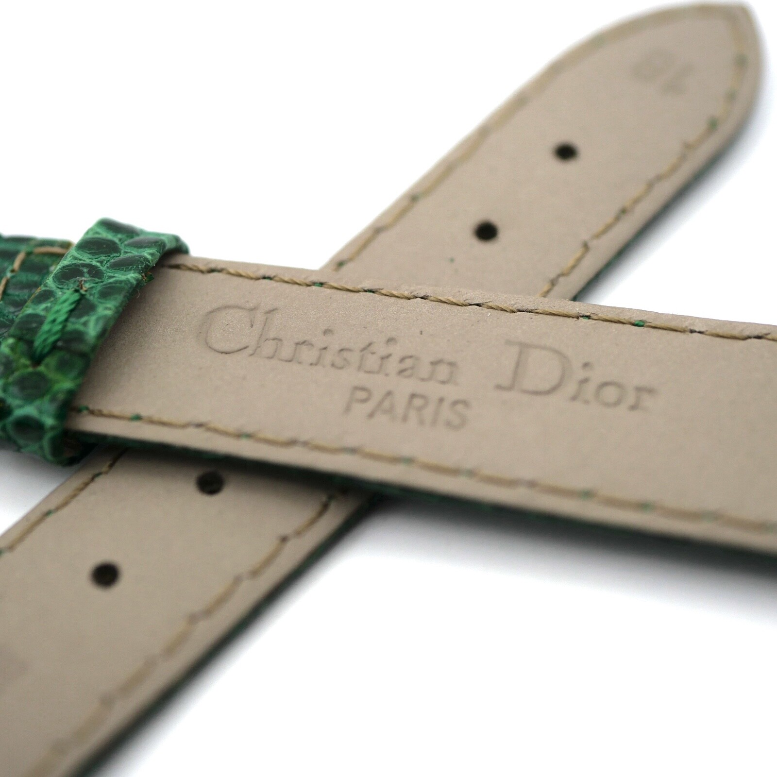 Bracelet Cuir Véritable 16 mm Vert - Christian DIOR Lézard (Ref 2353) – Image 4