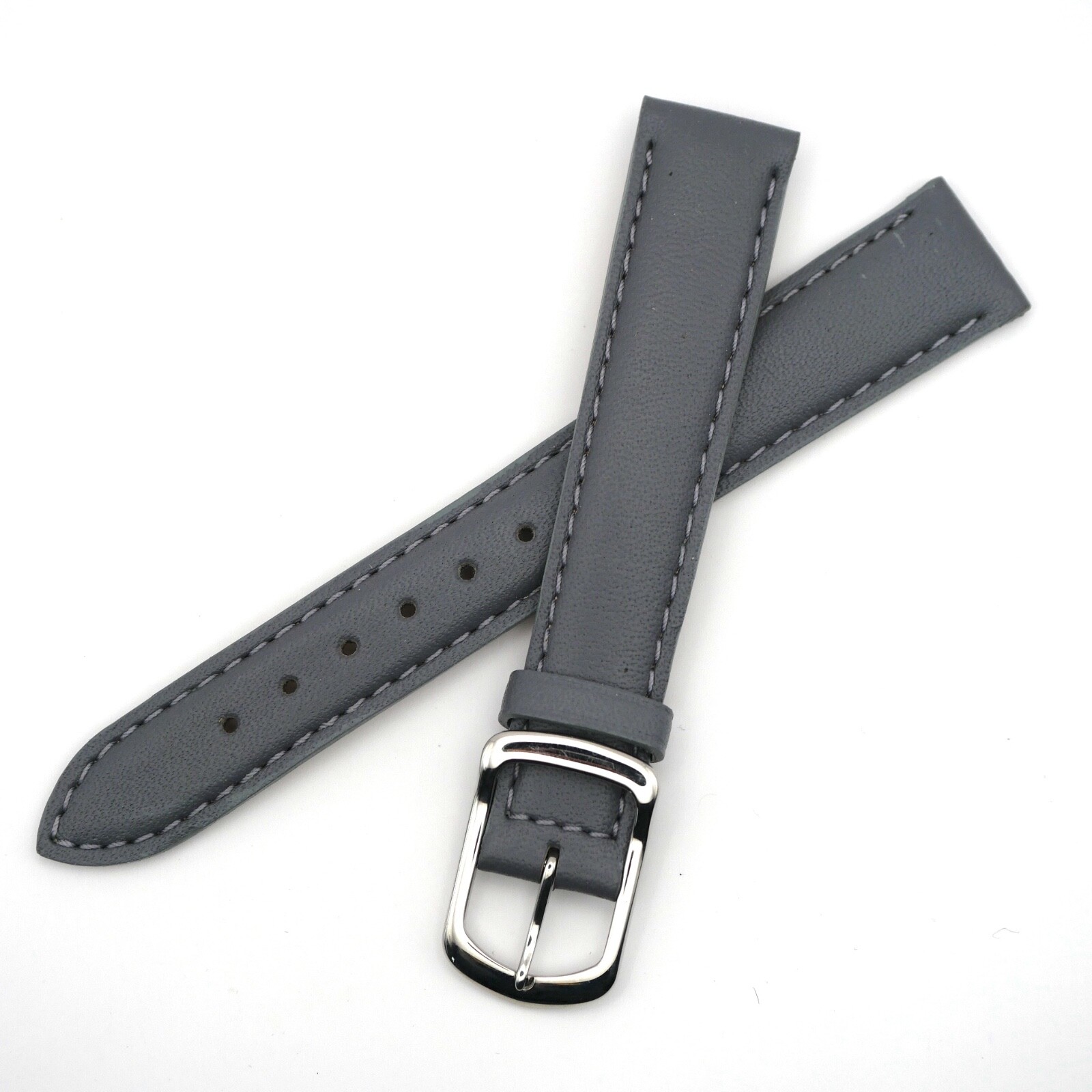 Bracelet Cuir Véritable 16 mm Gris - Cobra Veau Véritable