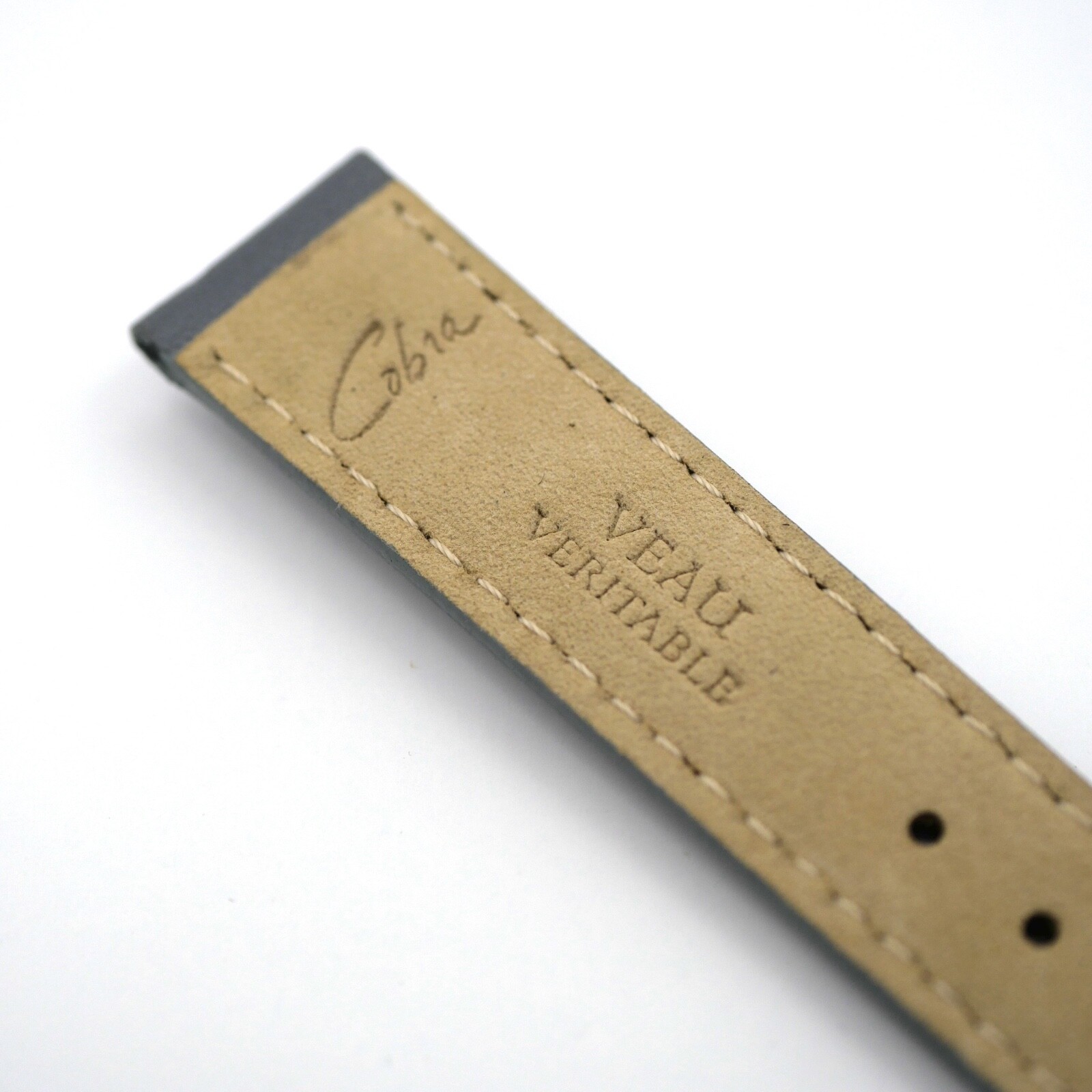 Bracelet Cuir Véritable 16 mm Gris - Cobra Veau Véritable – Image 3