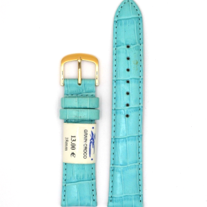 Bracelet de Montre en cuir veau croco Bleu ciel - 18 mm - ZRC