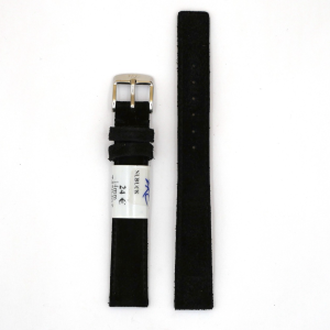 Bracelet de Montre en cuir vachette nubuck Noir - 14 mm - ZRC
