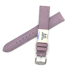 Bracelet de montre en cuir véritable Veau borneo - 16 mm Parme - Rochet