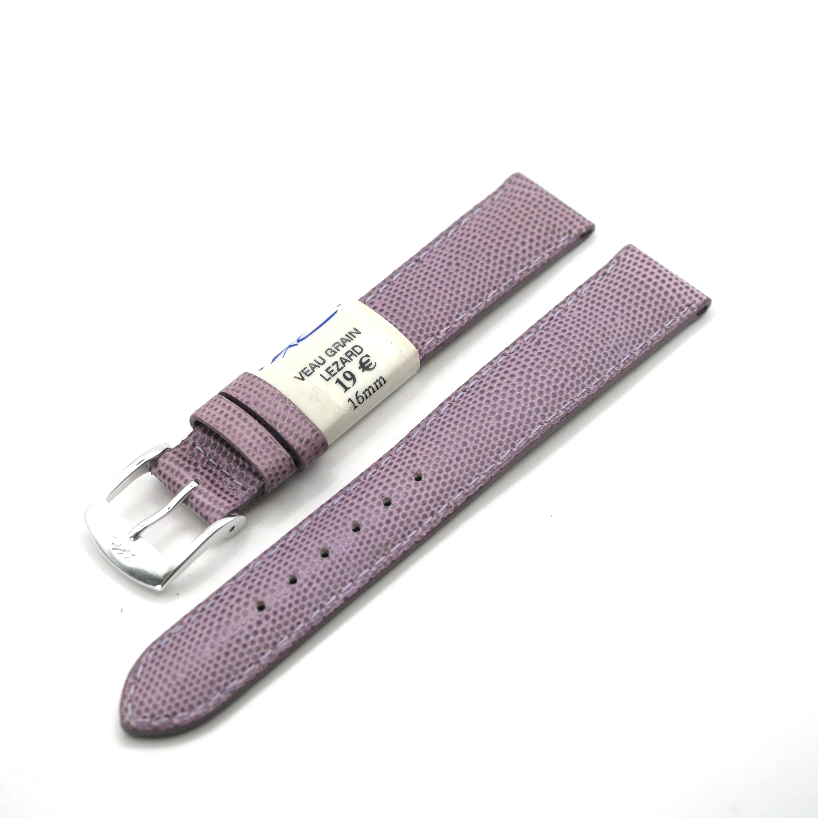 Bracelet de montre en cuir véritable Veau borneo - 16 mm Parme - Rochet – Image 2