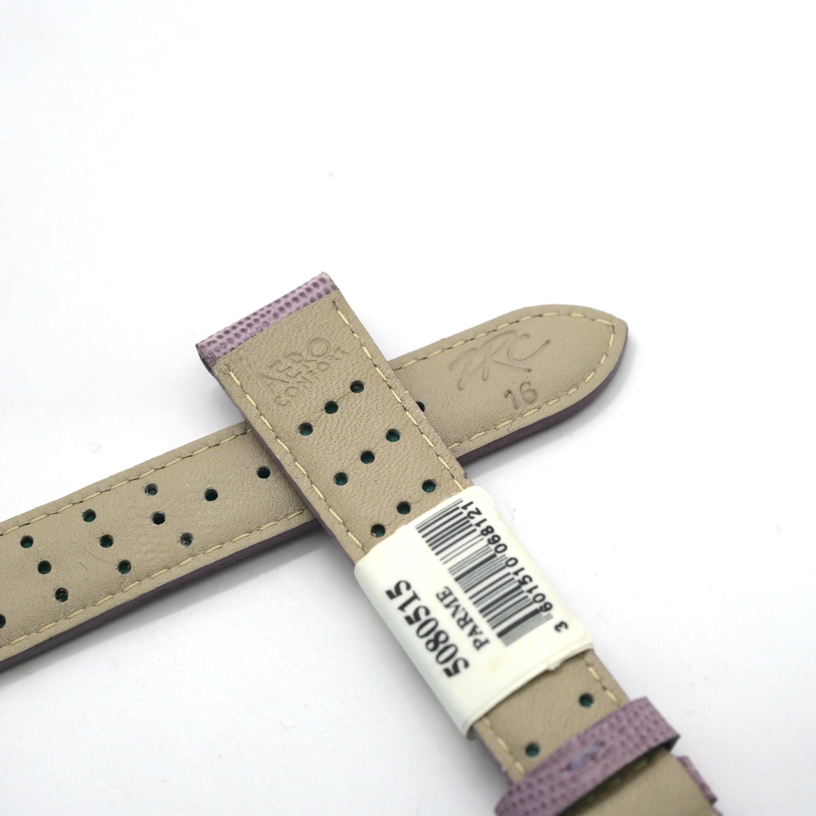 Bracelet de montre en cuir véritable Veau borneo - 16 mm Parme - Rochet – Image 3