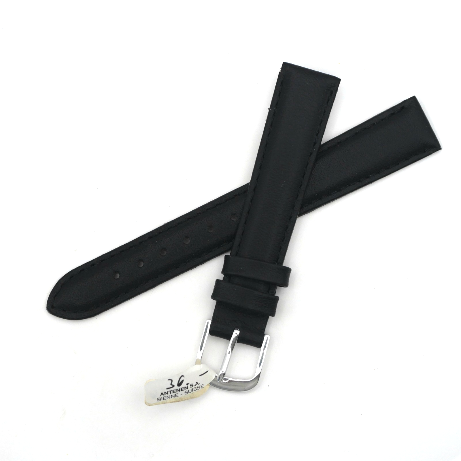 Bracelet de montre en cuir véritable - 16 mm Noir - Antenen
