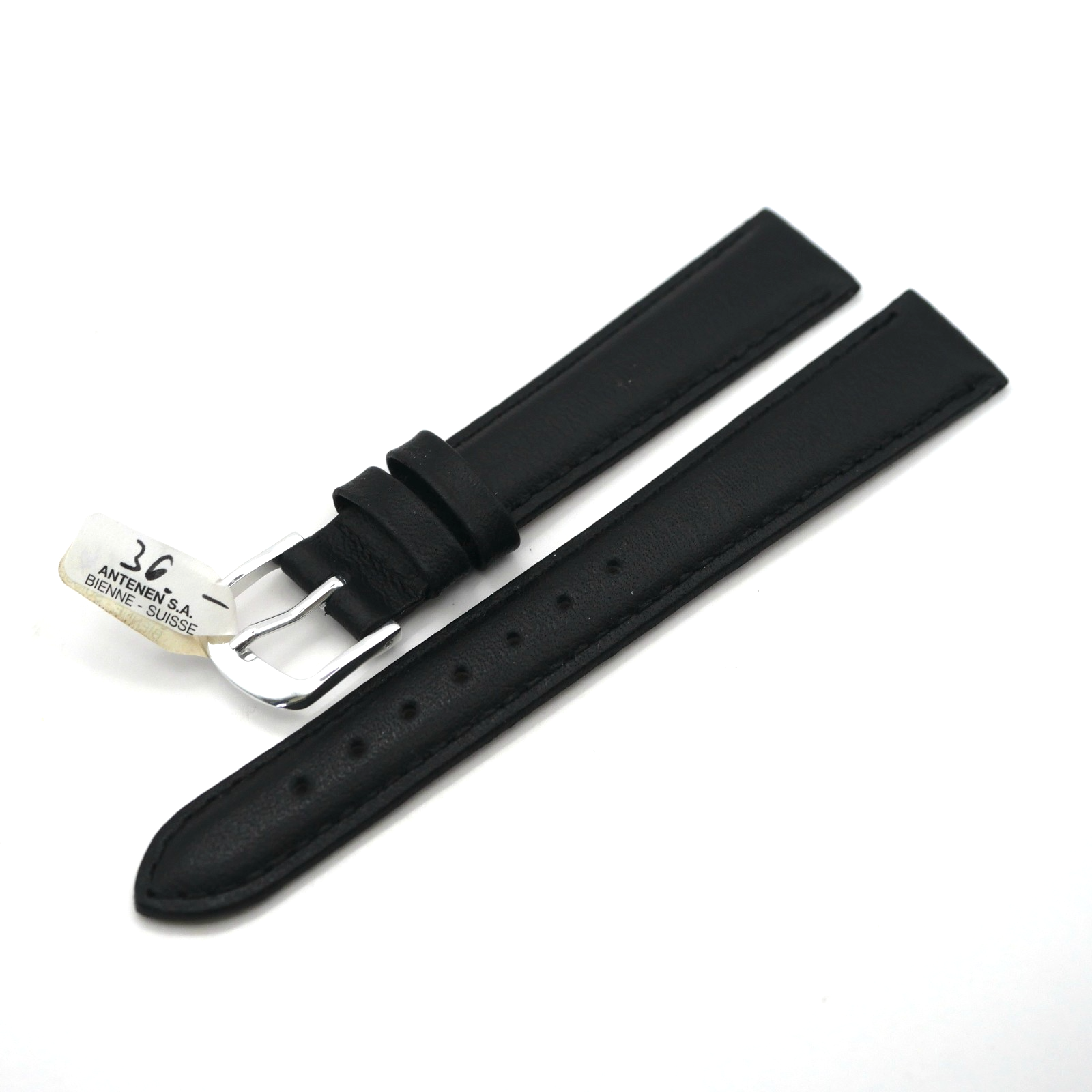 Bracelet de montre en cuir véritable - 16 mm Noir - Antenen – Image 2