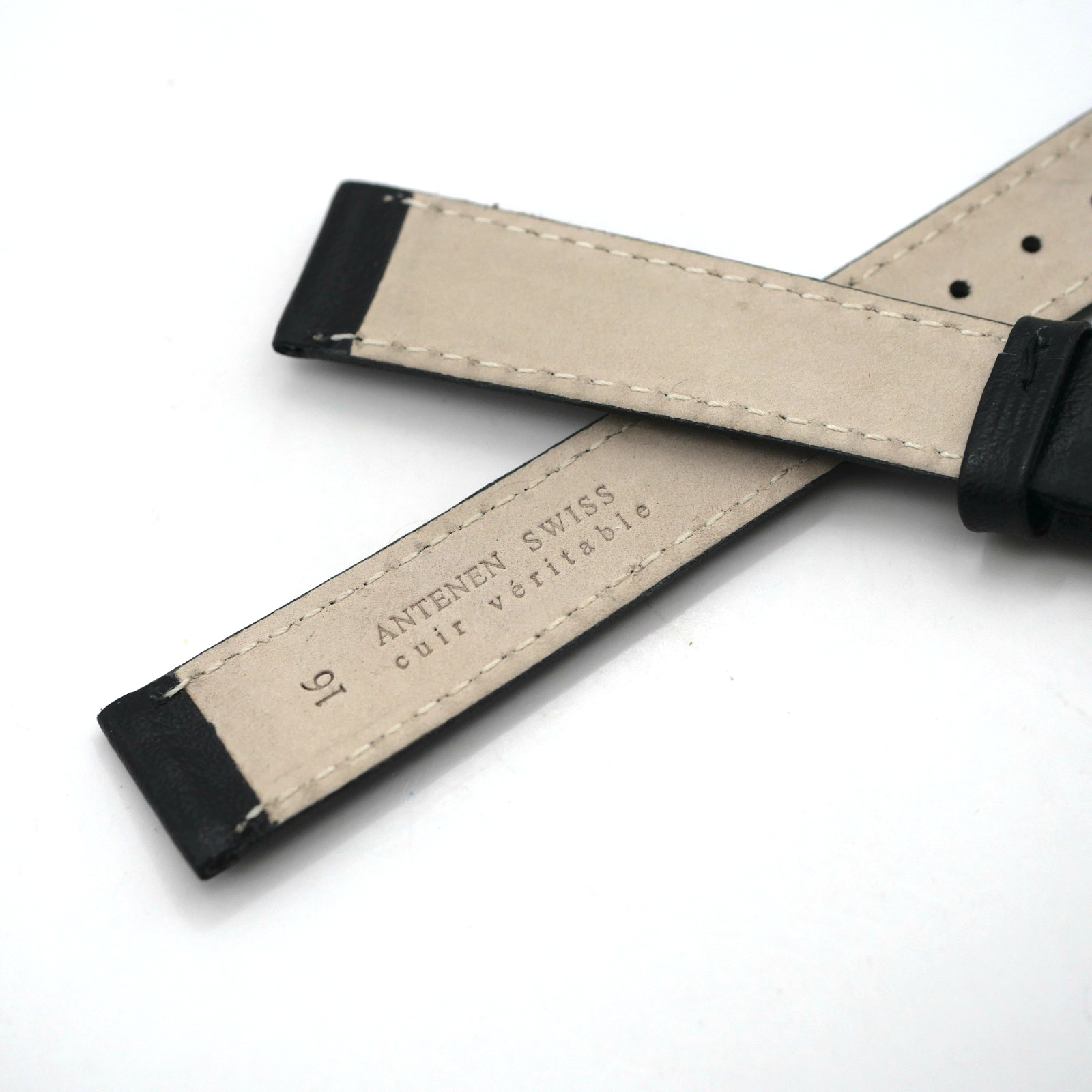 Bracelet de montre en cuir véritable - 16 mm Noir - Antenen – Image 3