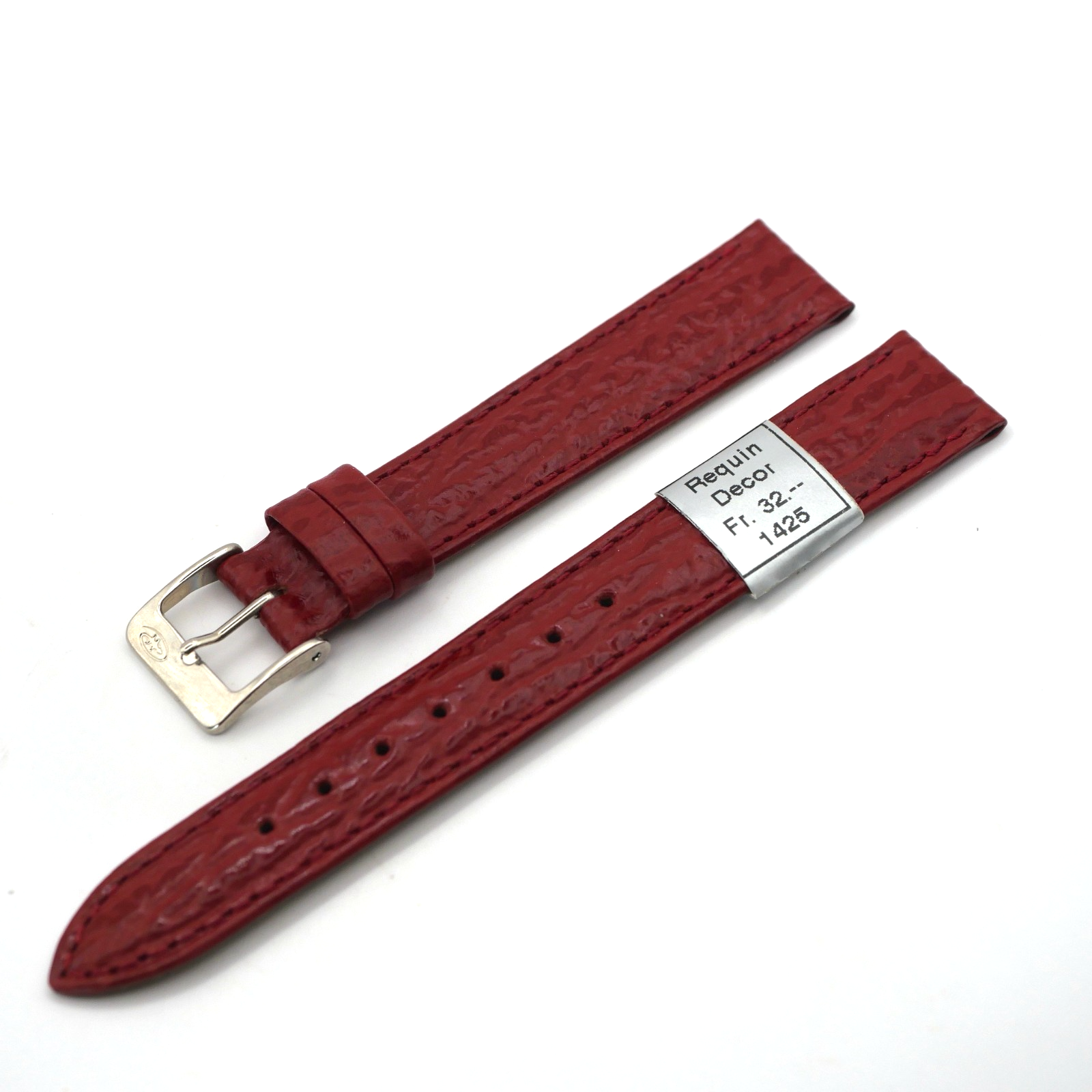 Bracelet de montre en cuir véritable Façon Requin - 16 mm Rouge - Colly – Image 2