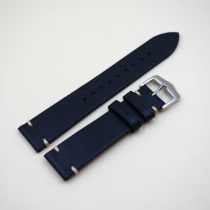 Bracelet Cuir Véritable 20 mm Noir - Vintage (Leather watch strap)