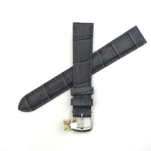 Bracelet de montre en cuir véritable façon croco - 16 mm Gris - Antenen