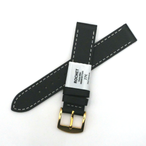 Bracelet de montre en cuir Véritable Veau mat - 16 mm Noir - Rochet