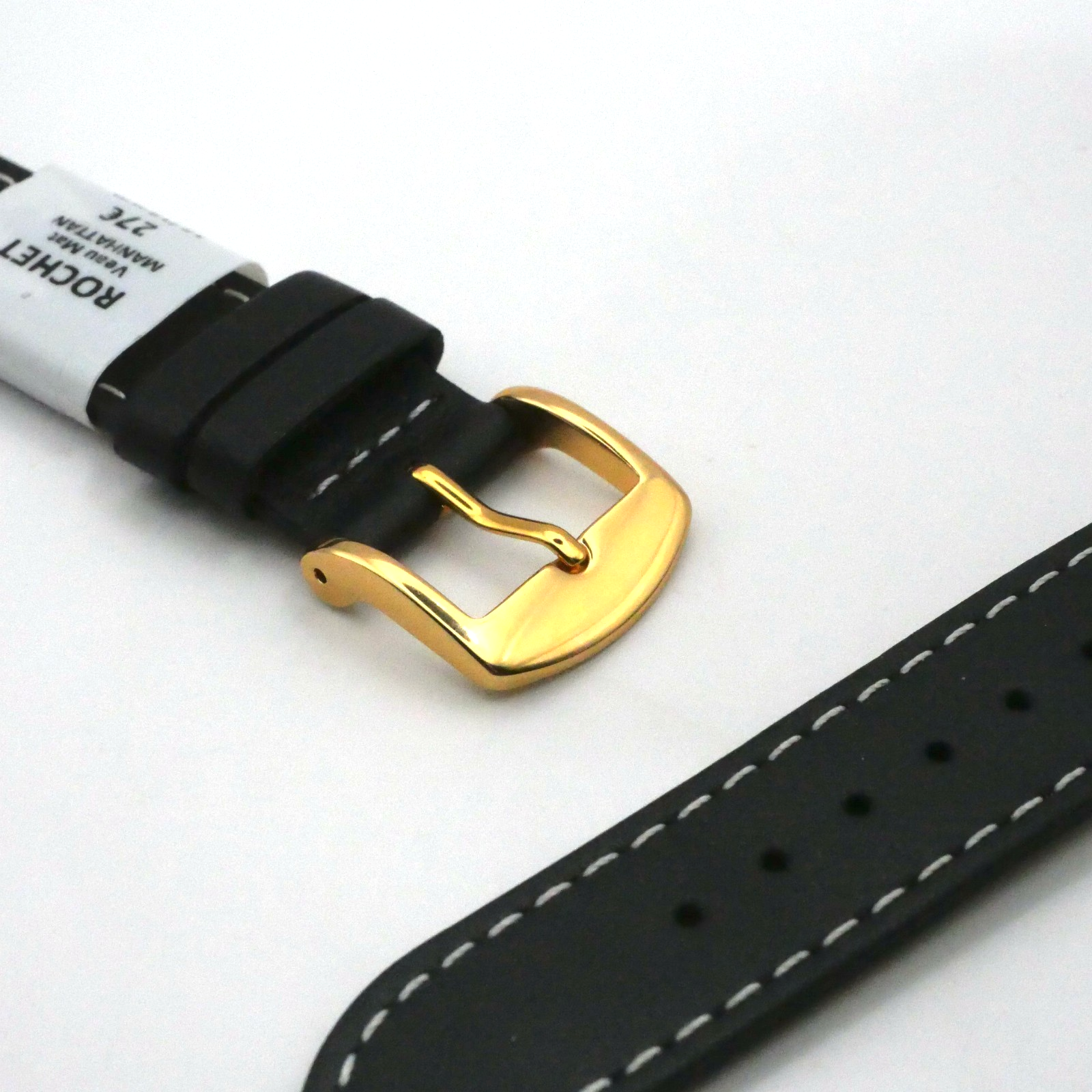 Bracelet de montre en cuir Véritable Veau mat - 16 mm Noir - Rochet – Image 3