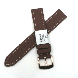 Bracelet de montre en cuir véritable veau - 16 mm Marron - Rochet