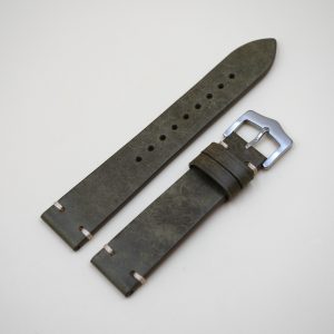 Bracelet Cuir Véritable 20 mm Khaki - Vintage (Leather watch strap)