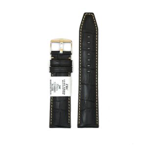 Bracelet de Montre en cuir veau grain alligator Noir - 22 mm - ZRC