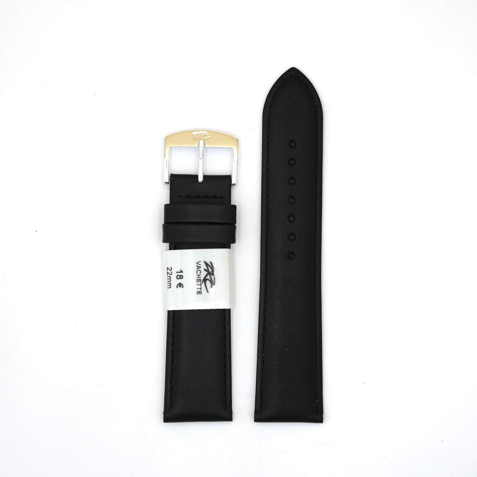 Bracelet de Montre en cuir vachette Noir - 22 mm - ZRC