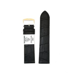 Bracelet de Montre en cuir veau grain alligator Noir - 22 mm - ZRC