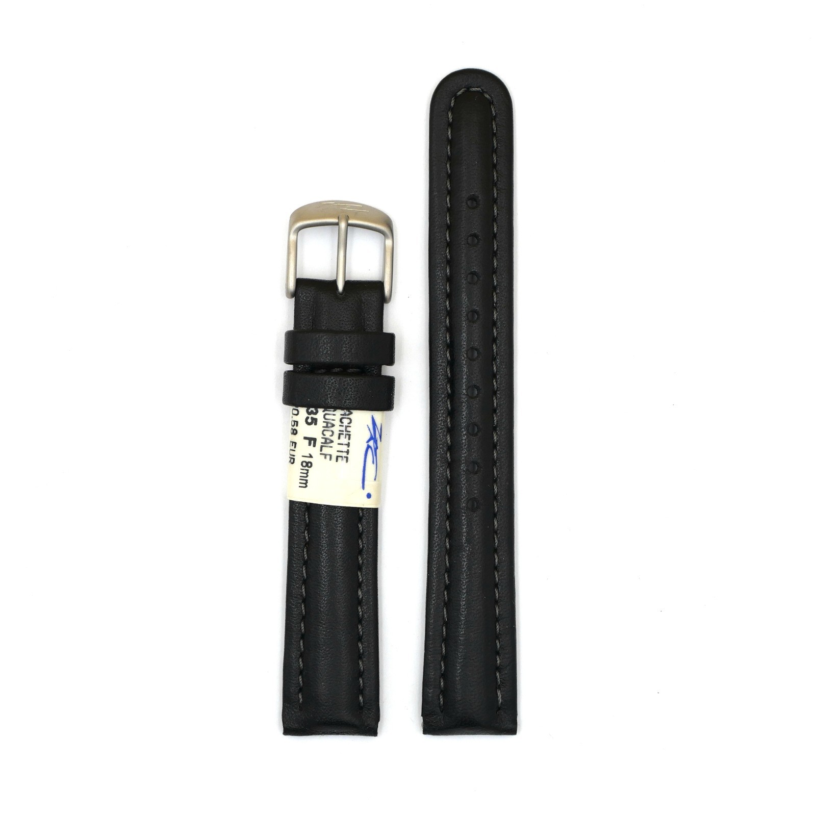 Bracelet de Montre en cuir vachette Noir - 18 mm - ZRC