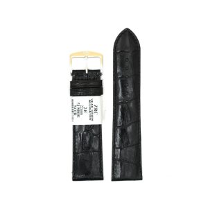 Bracelet de Montre en cuir veau grain alligator Noir - 22 mm - ZRC