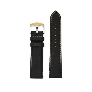 Bracelet de Montre en cuir taureau mat etanche Noir - 22 mm - ZRC