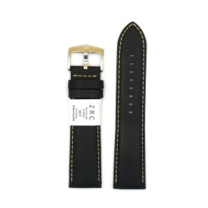 Bracelet de Montre en cuir taureau mat Noir - 24 mm - ZRC