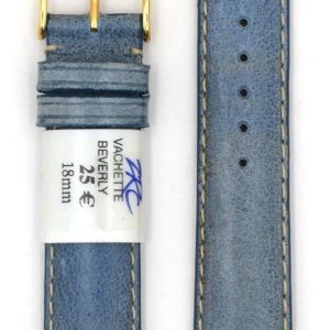 Bracelet de Montre en cuir vachette Bleu - 18 mm - ZRC