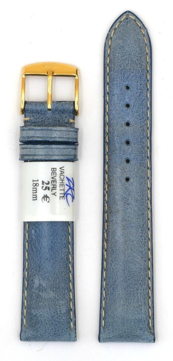 Bracelet de Montre en cuir vachette Bleu - 18 mm - ZRC