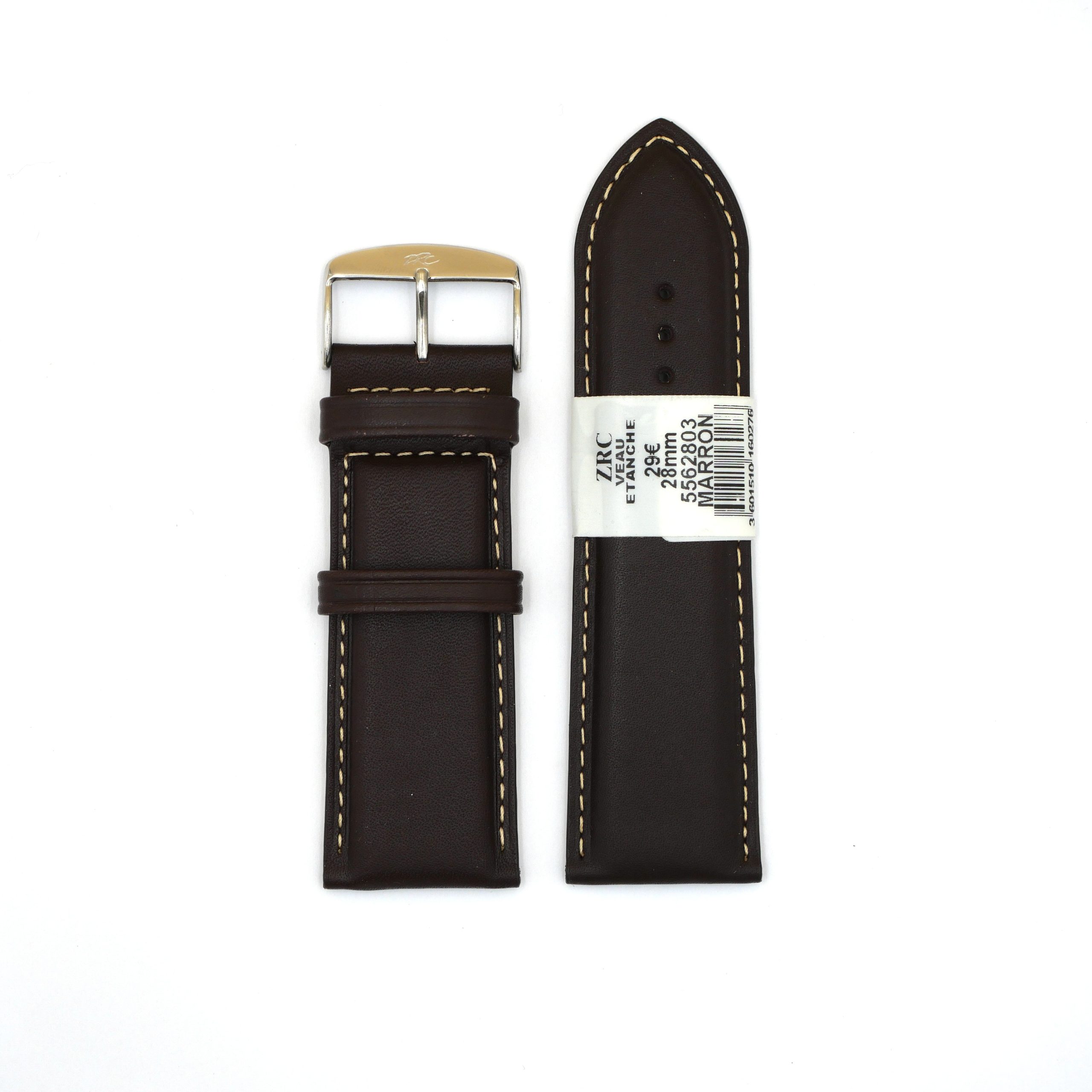 Bracelet de montre en cuir ZRC - 28 mm Marron