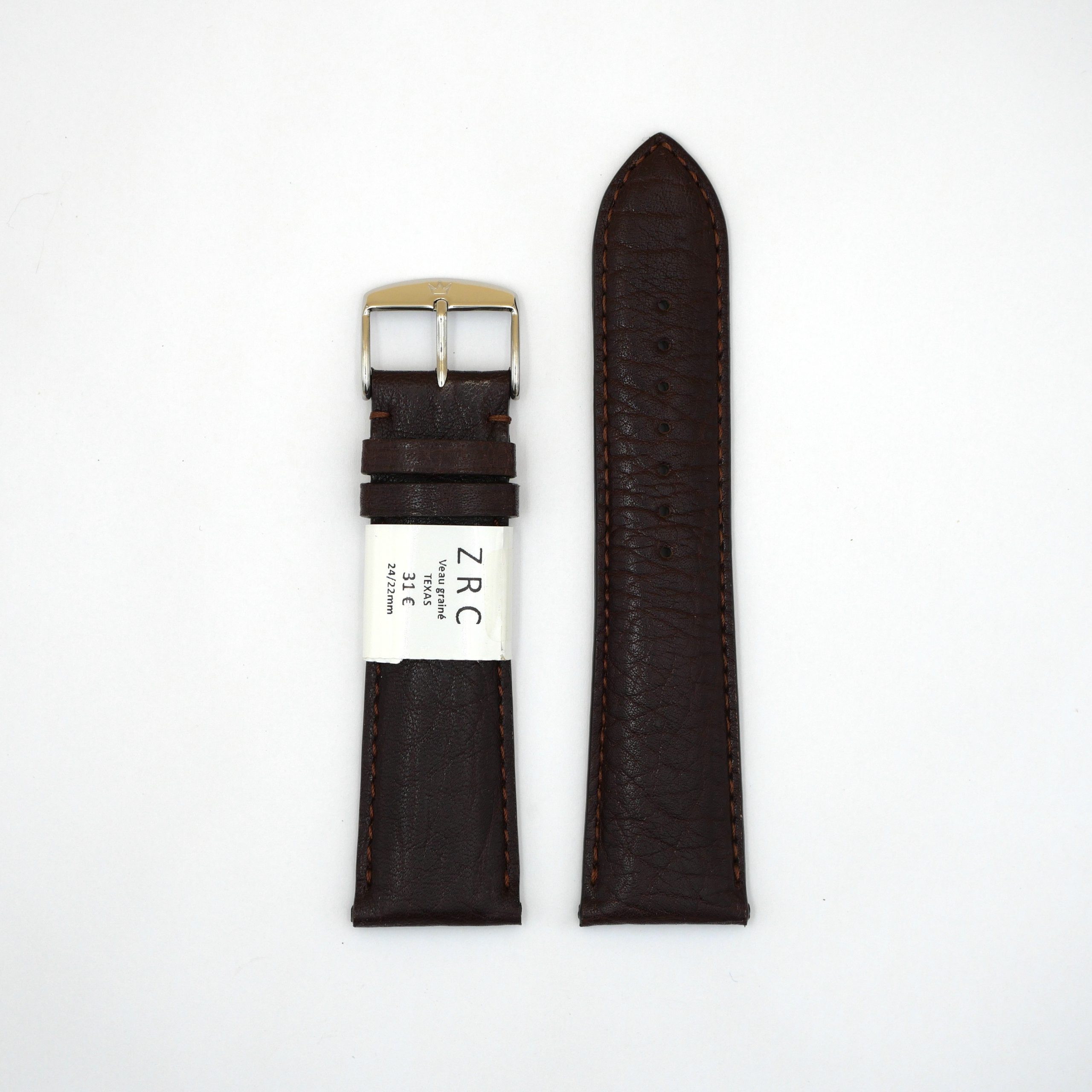 Bracelet de montre en cuir Texas ZRC - 24 mm Marron