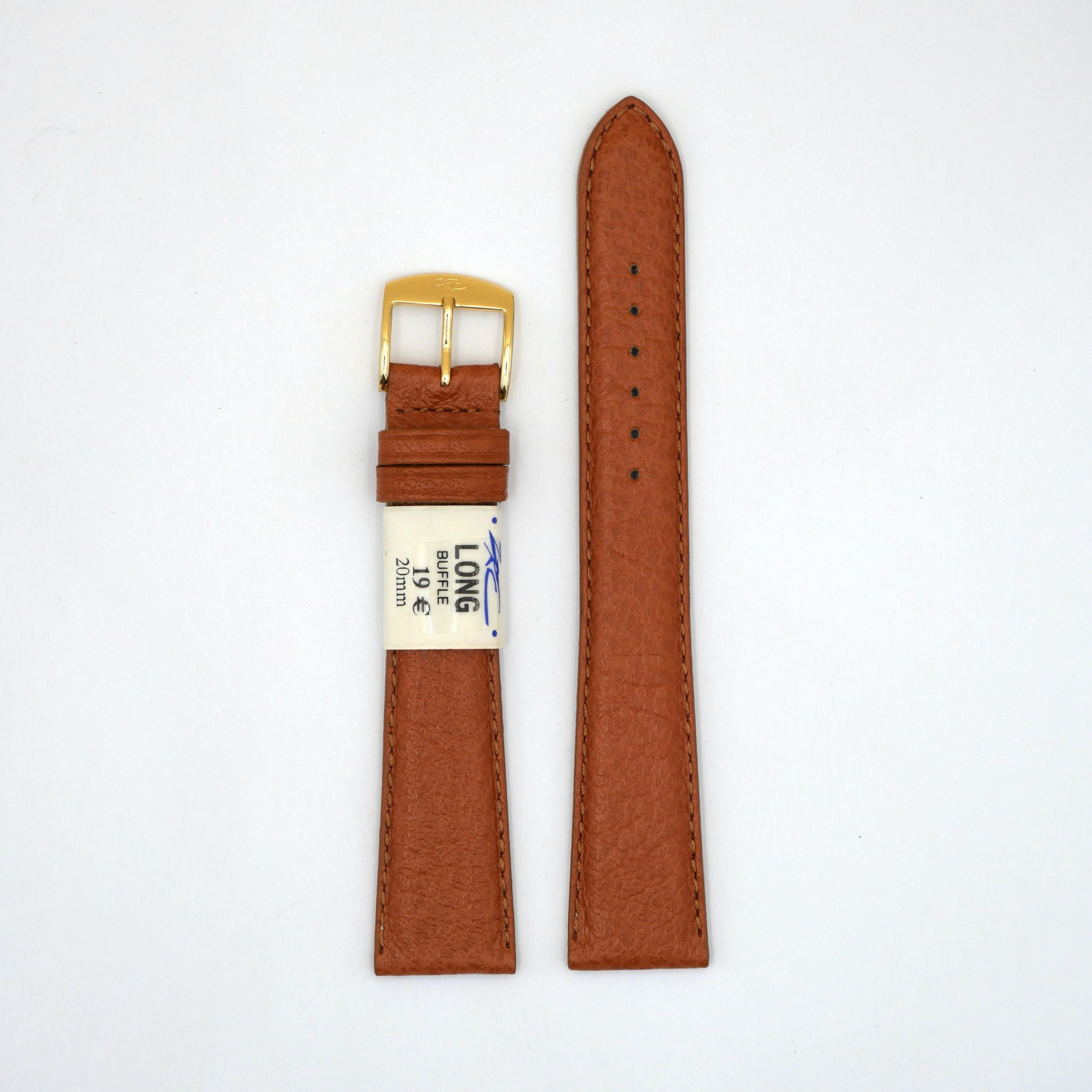 Bracelet de montre en cuir buffle Rochet - 20 mm Marron Long