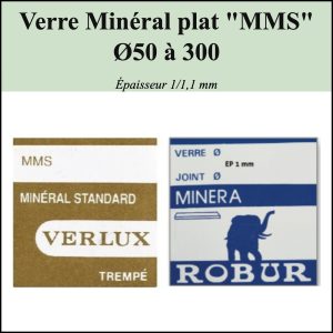 Verre de montre Minéral plat  "MMS" Ø50 à 300 Ep 1/1.1mm [NOS]