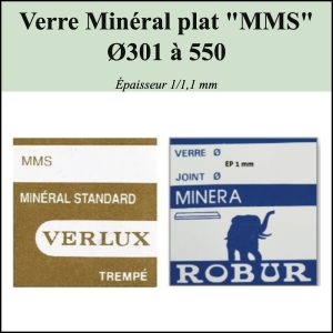 Verre de montre Minéral plat  "MMS" Ø301 à 550 Ep 1/1.1mm [NOS]