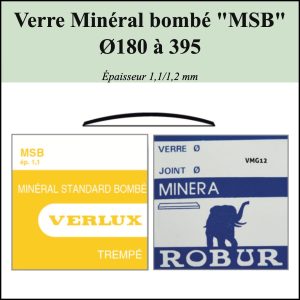 Verre de montre Minéral bombé "MSB" Ø180 à 395 Ep 1,1/1,2 mm [NOS]