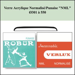 Verre de montre Acrylique Normalisé/Punaise  "NML" Ø301 à 550 [NOS]