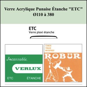 Verre de montre Acrylique Punaise Étanche "ETC" Ø110 à 380 [NOS]
