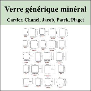 Verre générique minéral pour Cartier, Chanel, Jacob, Patek, Piaget - NEUF