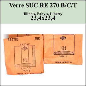 Verre montre SUC RE 270 B/C/T - Illinois, Fahy's, Liberty 23,4x23,4 [NOS]