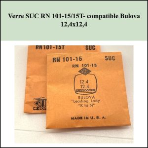 Verre montre SUC RN 101-15/15T- compatible Bulova 12,4x12,4 [NOS] Watch Crystal