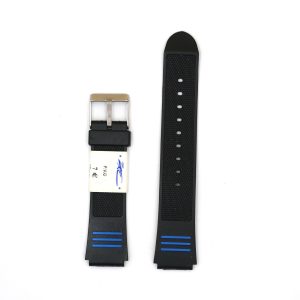 Bracelet de Montre en Silicone étanche Noir et bleu - 18 mm - ZRC