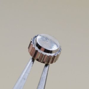 Couronne de montre Ø35 Ht 18 Filetage 0,90 Canon court Ø12, Gris métal [NOS]