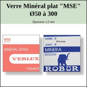 Verre de montre Minéral plat  "MSE" Ø50 à 300 Ép 2,5mm [NOS]