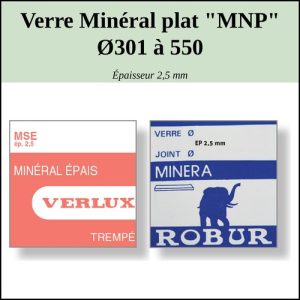 Verre de montre Minéral plat  "MNP" Ø301 à 550 Ép 2,5mm [NOS]