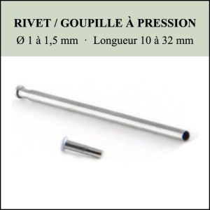 Rivet/Goupille à pression - Ø1 à 1,5mm - Longueur 10 à 32mm