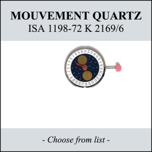 Mouvement de montre Quartz ISA 1198-72 K 2169/6 - Date 3h / 6h [NOS]