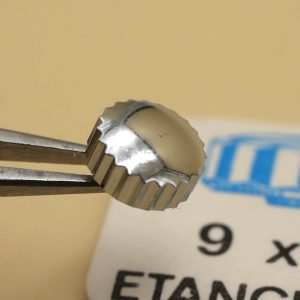Couronne de montre étanche canon court Ø55  filetage 0,90 - Chromé [NOS]