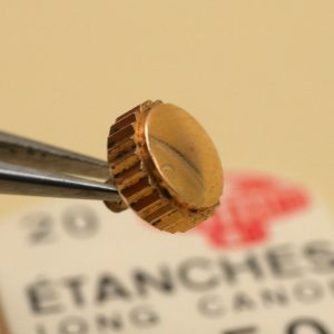 Couronne montre Étanche canon long Ø50 filetage 0,90 - Plaqué Or rose [NOS]