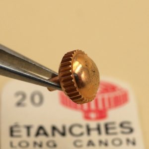 Couronne montre Étanche canon long Ø55 filetage 1 - Plaqué Or rose [NOS]